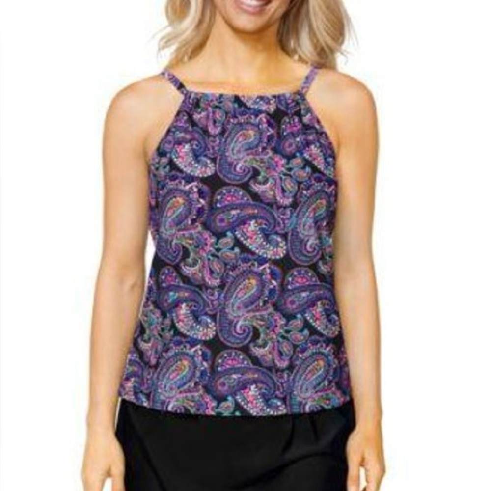 Island Escape Paisley High Neck Tankini